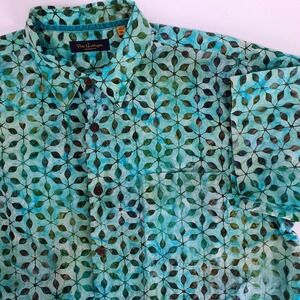 Pete Huntington Mens Green Leaves Hawaiian Short Sleeve Shirt Size XL Camp